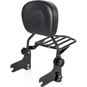 Adjustable & Detachable Sissy Bar Passenger Backrest with Luggage Rack Compatible with 1997-2008 Harley Road King, Road Glide, Street Glide, Electra Glide, Ultra Classic Chrome