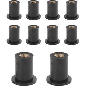 YAKEFLY 10PCS M5 Well Nuts,Motorcycle M5 Metric Rubber Well Nuts, Rubber and Steel Parts Windscreen Nuts,Windshield Fairing Cowls Fastener Screws,Universal Motorcycle Fasteners