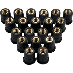 20PCS M5 Well Nuts Fairing Fasteners Windshield Motorcycle Accessories Screws Rubber and Steel Parts Windscreen Nuts