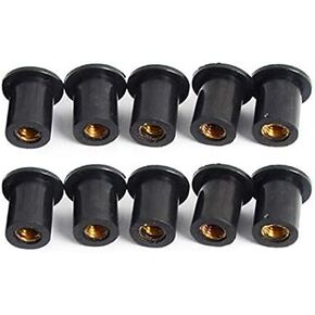 Motobiker 10PCS M5 Well Nuts Fairing Fasteners Windshield Motorcycle Accessories Screws Rubber and Steel Parts Windscreen Nuts Compatible with Suzuki Honda Yamaha Kawasaki 90111-kw3-003