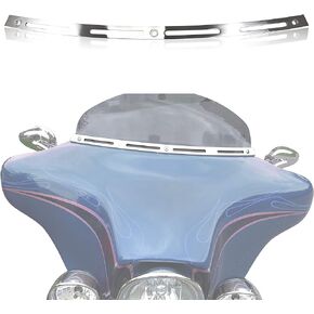 VEISUTOR Windshield Trim for Harley Street Glide 96-13, Polished Stainless Slotted Windshield Windscreen Trim for Harley Tri Glide Street Glide Electra Glide Ultra Classic CVO 1996-2013 Accessories