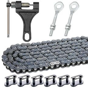 Upgraded 420 Motorcycle Chain 132 Link with Chain Breaker and 0.4" Chain Axle Adjuster Heavy Duty 420 Standard Roller Chain for 110cc 125cc Dirt Pit Bike ATV Quad Go Kart Mini Bike Scooter