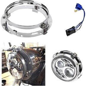 7" 7 Inch headlight Ring Mounting Bracket with Wire Harness Adapter for Motorcycle Street Glide Road King Electra Glide Headlight bracket(Black)