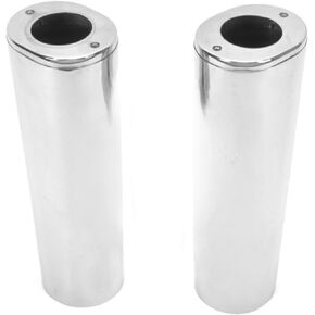 45963-97 EXTENDED +4" Plus Four Inches inch 1980-2013 Touring Harley Upper Fork CHROME Slider Covers Davidson Street Glide Road King1986-2017 Softail Fat Boy Heritage Slim 1949-1984 0411 0013 04110013