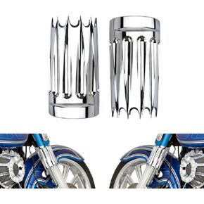 HDBUBALUS Upper Fork Slider Covers Fit for Harley Touring Road King Street Electra Glide Chrome