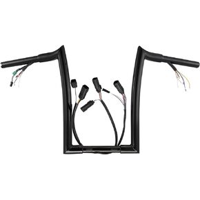 MoKitDora Road King Classic 12" Rise Ape Hangers Meathook Handlebar 1-1/4" Fat 1" Clamp Z Bars for Harley 2008-2013 FLHRC, Gloss Black