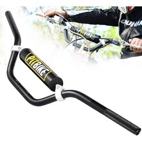 RUTU 7/8" Dirt bike Handlebars with Foam Pad - Motorcycle Handlebars Compatible with CRF YZF KXF, KLX, RMZ, DRZ Pit Dirt Bikes, ATVs, Quad - 6061-T6 Aluminum Handlebar with Heat Treatment HRC16 Black