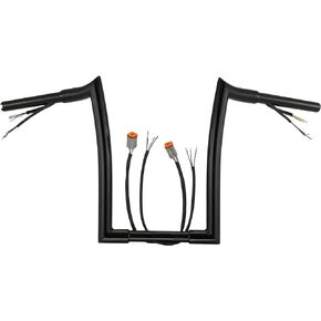 MoKitDora Sportster Dyna Softail Pre-wired Handlebar 16" Rise Bars 1-1/4" Fat 1" Clamp Meathook Ape Hanger for 1996-2006 Harley XL Road King FLHR, Chrome