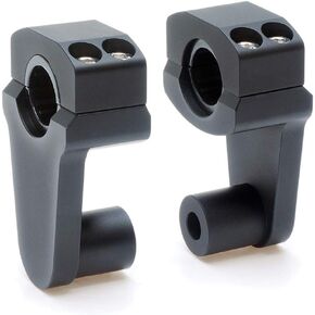 Pivoting Handlebar Clamp Risers - APE Racing Billet Aluminum Universal Motorcycle 2" Raise Clamps For 7/8" or 1-1/8" Handlebars Mount To oversize 1-1/8" Stem Clamp (Black, 1-1/8")