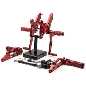 FXCNC CNC Grom Billet Motorcycle Rearset Foot Pegs Rear Set Footrests Fully Adjustable Foot Boards Compatible with GROM MSX125 2012 2013 2014 2015 2016 Black