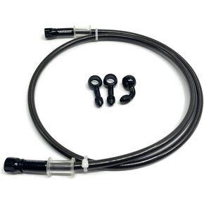 AN3 28 90 Degree M10 Stainless Steel Braided Motorcycle Brake Hose Line Oil Pipe with 360 Degree Rotatable Banjo Fit for ATV Motocross Pit Dirt Street Racing bike (50cm/19.68")