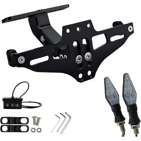 MDPROMCP Universal Adjustable Motorcycle License Plate Holder Motorcycle Fender Eliminator Kit With 2 Turn Signal Lights