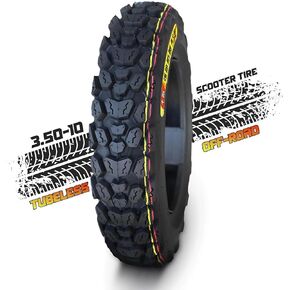 3.50-10 Tire | 3.50 10 Inch Tubeless Tire Compatible with 90/100-10 | 3.50-10 Offroad Snow Knobby Tire for Front/Rear Replacement Spare Accessory Fits on 10 Inch | 58J 8 P.R.