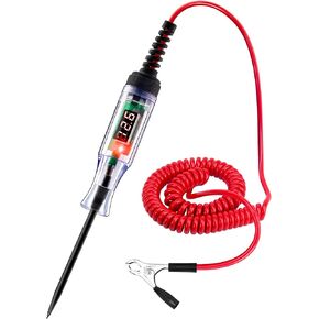 Automotive Test Light 5-90V Digital LED Circuit Tester with Voltage Display, Auto Bidirectional Light Tester, Electrical Voltage Tester with Extended Spring Wire & Probe for Car/RV/Vehicles