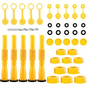 Godboy Gas Can Spout Replacement, Gas Can Nozzle, (5 Kit-Yellow) Flexible Pour Nozzle Suitable for Most 1/2/5/10 Gal Oil Cans, Gas Spout Replacement, Fuel Can Spout, Gas Tank Nozzle