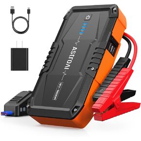 AstroAI S8 Car Jump Starter، بطارية السيارة 1500 أمبير مع شاحن حائط لما يصل إلى 6.0 لتر من الغاز ومحركات الديزل 3.0 لتر، صندوق القفز المحمول 12 فولت مع 3 أوضاع مصباح يدوي وكابل توصيل (برتقالي) in Kuwait