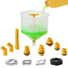 OEMTOOLS 87009 No-Spill Coolant Filling Plastic Funnel Kit | Universal Radiator Funnel for Auto Mechanics | Adapters Help Funnel Fit the Radiator of Most Every Consumer Vehicle | White