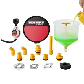 OEMTOOLS 87009 No-Spill Coolant Filling Plastic Funnel Kit | Universal Radiator Funnel for Auto Mechanics | Adapters Help Funnel Fit the Radiator of Most Every Consumer Vehicle | White