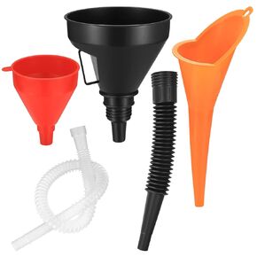 HexinYigjly 3 Pcs Automotive Funnels Set, Wide Mouth Fuel Funnels, Plastic Long Neck Oil Funnels, Flexible Right Angle Funnels, with Detachable Spout and Filter for Water/Gasoline/Coolant/Engine Oil