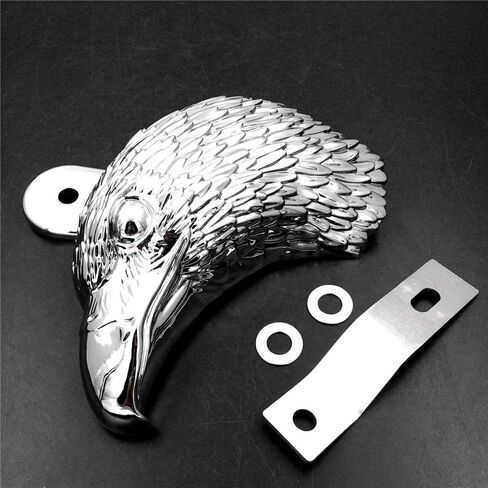 HTTMT MT246-008-A- غطاء قرن رأس النسر الكروم متوافق مع 1992 وما فوق Harley-Davidson مع حامل جانبي "جرس البقر" وجميع قضبان V مع ضوء LED أحمر in Saudi Arabia