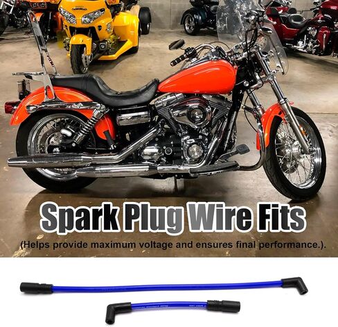 2 قطعة 10.4 مم 10 مم مجموعة أسلاك توصيل الدراجة النارية بديلة لـ Harley Davidson Big Twin FXD Dyna 2000-2017، بديل لـ Harley-Davidson Softail 1999-2017 (أزرق) in Saudi Arabia