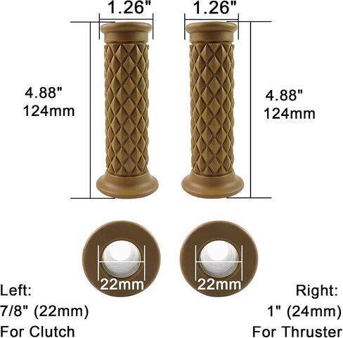 Motorcycle Vintage Non Slip Handlebar Grips 7/8" 22mm 1" 24mm Rubber Handle Grips, Open End (Black) in Saudi Arabia