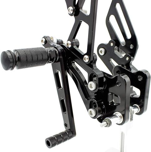 CNC GSXR600 06-10 دراجة نارية Rearset القدم أوتاد الخلفية مجموعة مساند القدم لوحات القدم قابلة للتعديل بالكامل متوافقة مع GS-X-R GSXR 600 750 GSXR600 GSXR750 GSX-R600 GSX-R750 2006-2010 أسود in Saudi Arabia