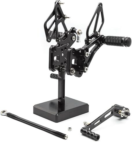 CNC GSXR600 06-10 دراجة نارية Rearset القدم أوتاد الخلفية مجموعة مساند القدم لوحات القدم قابلة للتعديل بالكامل متوافقة مع GS-X-R GSXR 600 750 GSXR600 GSXR750 GSX-R600 GSX-R750 2006-2010 أسود in Saudi Arabia