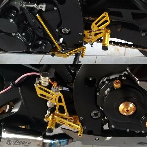 CNC GSXR600 06-10 دراجة نارية Rearset القدم أوتاد الخلفية مجموعة مساند القدم لوحات القدم قابلة للتعديل بالكامل متوافقة مع GS-X-R GSXR 600 750 GSXR600 GSXR750 GSX-R600 GSX-R750 2006-2010 أسود in Saudi Arabia