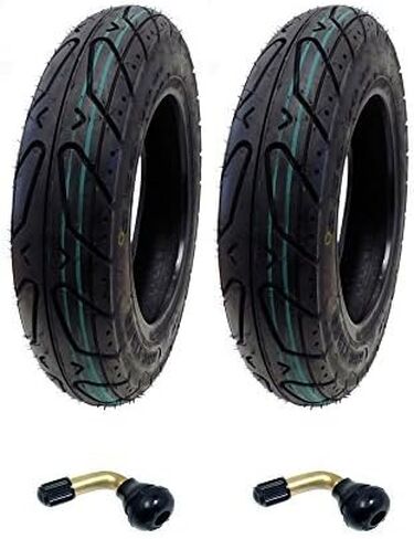 مجموعة MMG مكونة من 2 إطار سكوتر بدون أنابيب 3.50-10 متوافق مع Adly Breeze 50 وSprint 50 ومتوافق مع سكوترات 50cc الأخرى، تتضمن ساقين من صمامات TR87 المنحنية in Saudi Arabia