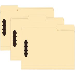 Fastener Folders, RAZCC 60 Pack Manila File Folders with Fasteners, Letter Size Fastener File Folders, Reinforced 1/3-Cut Tab, 2 Fasteners Folders for Organize Medical Files, Office Documents