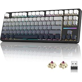 ATTACK SHARK X87 Wireless Gasket Mechanical Keyboard,TKL Tri-Mode BT5.0/2.4GHz/USB-C Gaming Keyboard,Hot Swappable,Side Printed PBT Keycaps,Pre-lubed Strawberry Switche RGB Backlit Keyboard-Moon Night