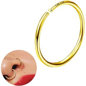 14k Gold Filled Tiny Nose Ring Hoop for Women and Men, 20G 8mm Septum Rings Piercing Jewelry