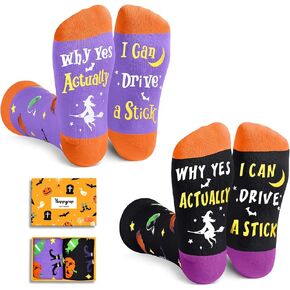 HAPPYPOP Halloween Socks Spooky Gifts for Men Women - Halloween Gifts Horror Gifts for Teens, Halloween Witch Socks for Men Women