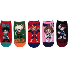 My Hero Academia Lowcut Socks (5 Pair) - Character Names - Fits Ladies Shoe Size 4-10