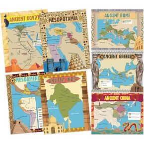 KMLIFE Ancient Civilizations Poster Social Studies Classroom Learning Materials for Social Education for K-12 Students and Teachers Primary Middle High School Classroom Decorations