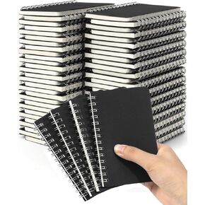 Spiral Notebooks Memo Pads 3x5 Bulk, 60 Packs Small Pocket Notebooks, Mini Notepads Black Cardboard Cover for Note-taking, Writing, Office, School, Work, College (60 Sheets/120 Pages)