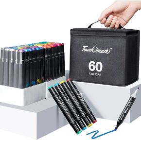 Dual Tip Markers Set Washable Pastel Perfect Colored Art Marker Pencils Kit Gift for Kids Age 4 5 6 7 with 60 Classic Colors