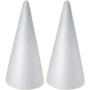 Foam Tree Cones, 2pcs White Polystyrene Christmas Tree Foam Cones for DIY Crafts, Xmas Party Decor, Christmas Gnomes, Table Centerpiece, 12cm/ 4.72 inches