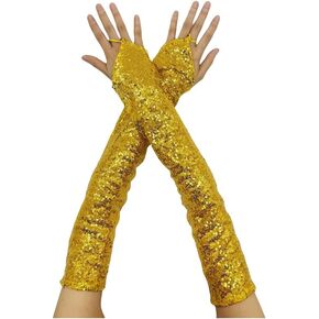 Fashion Sequins Lace Fingerless Gloves Sparkly Gloves For Women's Glitter Rave Party Costume Performances Wedding Party Etc