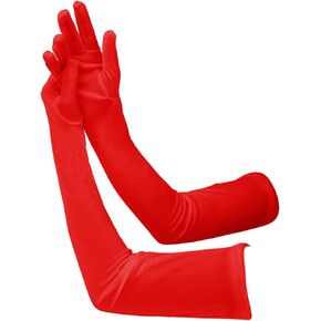 27.5 Inch Long Elbow Satin Gloves with Long Smoking Stem，1920s Opera Gloves for Halloween Party Wedding Dance
