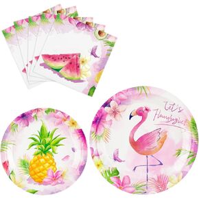 WERNNSAI Ice Cream Plates and Napkins - Ice Cream and Popsicle Theme Party Supplies for Girls Birthday Disposable Tableware Dessert Plates Luncheon Napkins Serves 16 Guests 48PCS