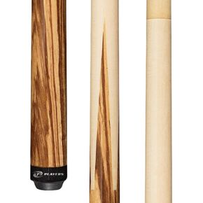 Players 58" 2-Piece Zebrawood and Birds-Eye Maple Sneaky Pete Billiard Pool Cue Stick, Natural, 20oz