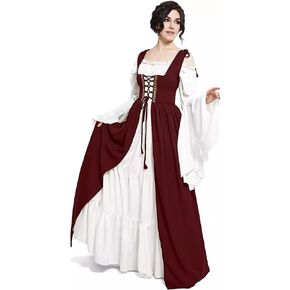 Women Renaissance Overdress Medival Peasant Costume Dress