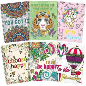 Pasimy 6 Pcs Adult Coloring Books Mandala Animals Coloring Books 24 Pages Spiral Bound One Sided Design Inspirational Coloring Gifts for Women to Relax Stress Relief Activity Supplies 7.2 x 9.8 Inch in Kuwait