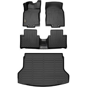 سجادات أرضية Binmotor-جميع الأحوال الجوية لسيارة Nissan Rogue 2014-2020 (لا تناسب Rogue Sport/النماذج الهجينة/نماذج مختارة/7 مقاعد)، مجموعة كاملة للصف الأول والثاني، بطانات أرضية السيارة شديدة التحمل - ملحقات Rogue سوداء