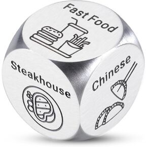 Santa Swap Gift Exchange Dice, Christmas Game Dice Stocking Stuffers for Women Men Adults Anniversary Iron Gifts for Couples Boyfriend Girlfriend Date Night Food Dice for Wife Husband Valentines Day