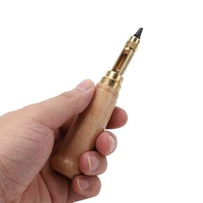 Cyrank Adjustable Japanese Screw Punch, Wood Handle Belt Hole Puncher with 6 Tips Adjustable Leather Hole Punch Tool for Bookbinding, Belts, Watch Band