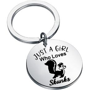 PLITI Skunk Gift Skunk Lover Gift Skunk Girl Gift Skunk Owner Gift Skunk Mom Gift Just A Girl Who Loves Skunks Keychain