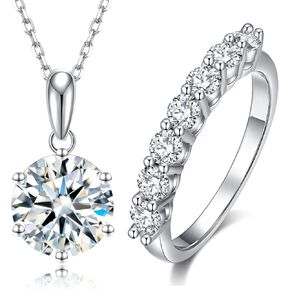 SecreTalk C6P Necklace 1CT + Wedding Band 0.7CT, Total 1.7CT